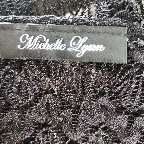 Michelle Lynn Black Lace Bolero Cardigan Stretch Short Size M-L - Picture 4 of 4